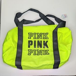 PINK Victoria's Secret Small Nylon Duffle Bag Yellow Black